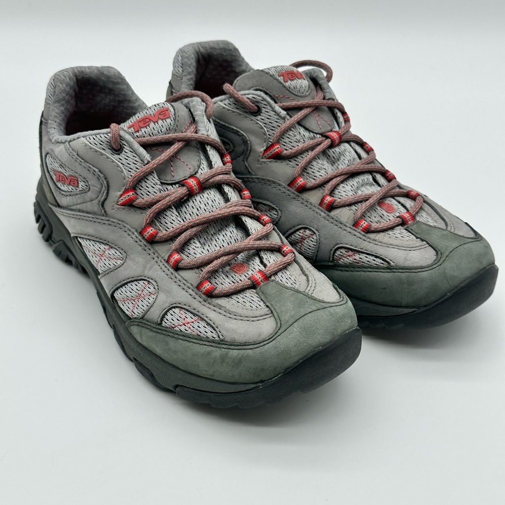 Teva Genea Gray and Red Women's Low Hiking Shoes